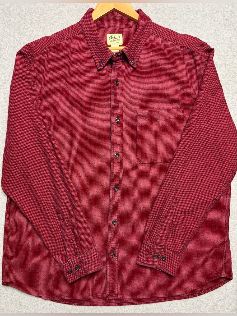 Orton Brothers Vermont Country Store Men’s 2XL Red Black Houndstooth Flannel